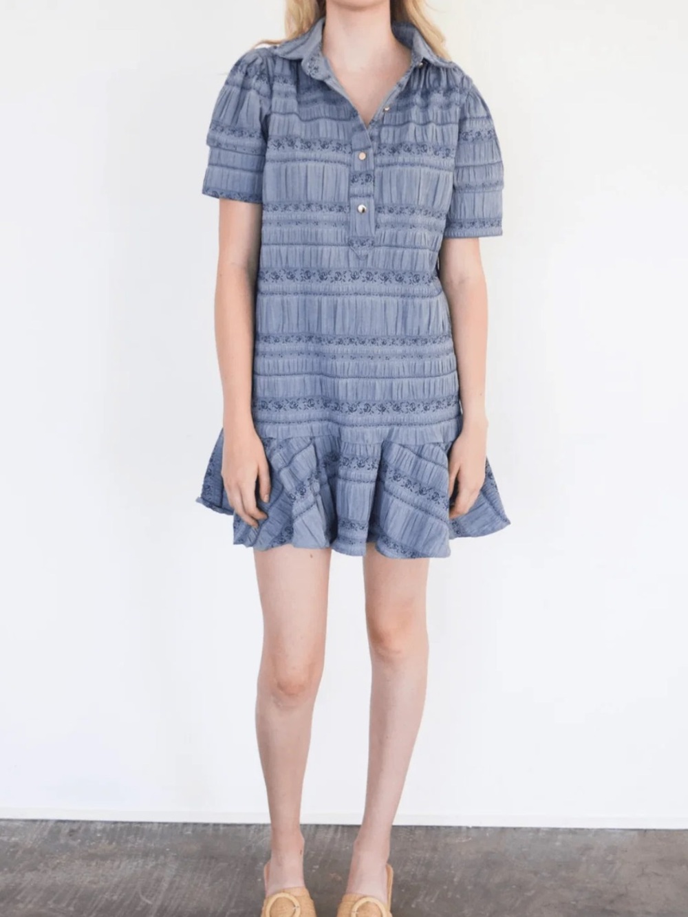 Never a Wallflower Everything Short Dress Blue Jacquard Size Large